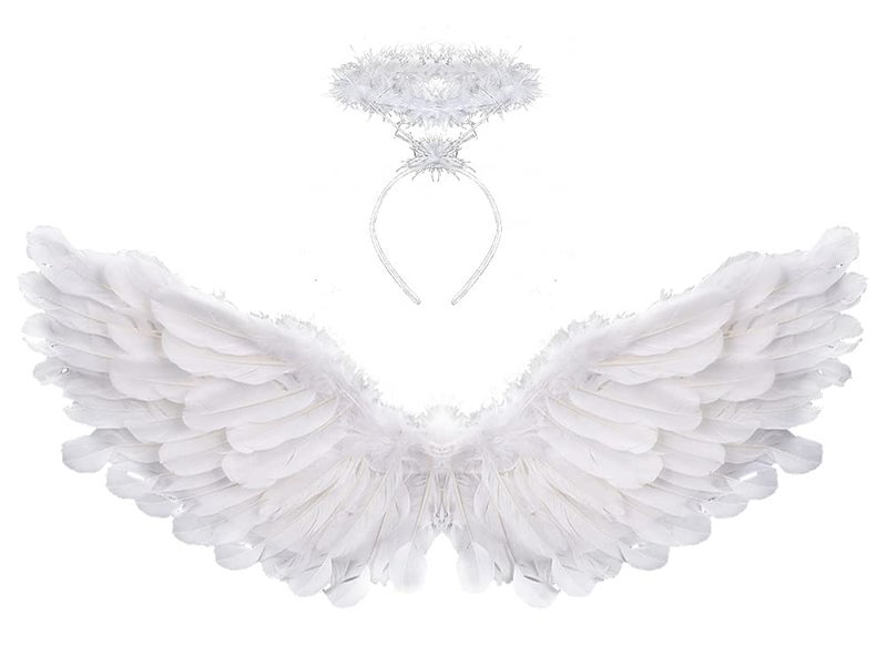 SLanC Angel Wings and Halo White Adult Angel Wings for Kids Party Children's Boys Girls Christmas - Image 1